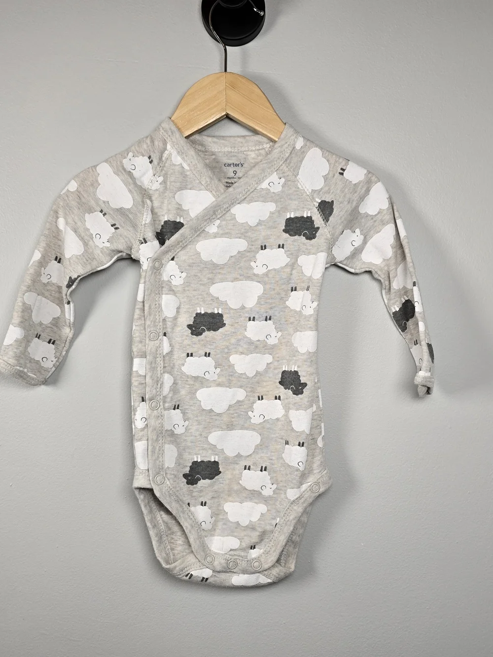 Carter's Grey & White Sheep Jumper, Bib and Bodysuit Set - 5 Piece Bundle